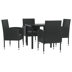 vidaXL Ensemble à manger de jardin 5 Pièces noir résine tressée et acier