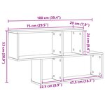 vidaXL Étagère Murale Chêne Noir 100x20x53 cm Bois Contreplaqué