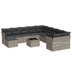 vidaXL Salon de jardin avec coussins 12 Pièces gris clair résine tressée