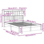 vidaXL Lit bibliothèque sans matelas blanc 150x200 cm bois pin massif