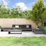 vidaXL Salon de jardin 5 Pièces avec coussins gris bois massif