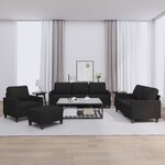 vidaXL Ensemble de canapés 4 Pièces avec coussins Noir Tissu