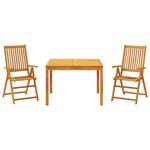 vidaXL Ensemble à manger de jardin 3 Pièces Bois d'acacia solide