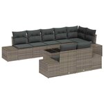 vidaXL Ensemble de canapé de jardin avec coussin 9 Pièces Gris Poly rotin