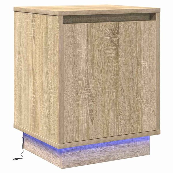 vidaXL Table de chevet avec lumières LED Chêne Sonoma 39x34 5x50 cm