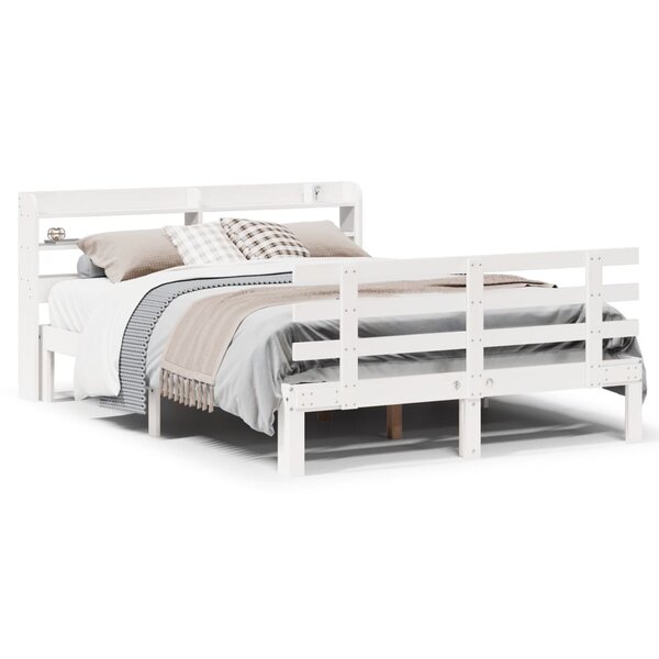 vidaXL Cadre de lit avec tête de lit sans matelas blanc 140x200 cm