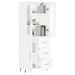 vidaXL Buffet haut Blanc 69 5x34x180 cm Bois d'ingénierie