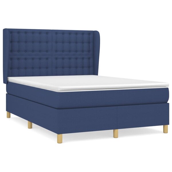 vidaXL Sommier à lattes de lit avec matelas Bleu 140x190 cm Tissu