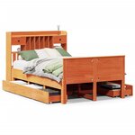 vidaXL Lit bibliothèque sans matelas cire marron 135x190 cm pin massif
