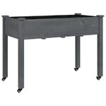vidaXL Jardinière sur roues avec doublure gris 118x59x80 cm bois sapin