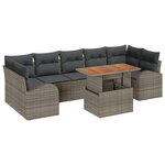 Ensemble de Canapé de Jardin de 8 Pièces avec Coussins Gris Poly Rattan