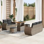vidaXL Ensemble de canapé de jardin 8 Pièces Gris polyrotin