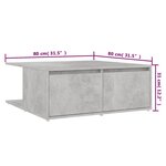 vidaXL Table basse gris béton 80x80x31 cm bois d'ingénierie