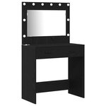Ensemble de coiffeuse 2 pièces avec LED en bois noir