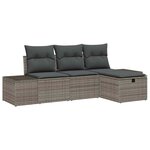 vidaXL Ensemble de canapé de jardin avec coussin 4 Pièces Gris Poly rotin