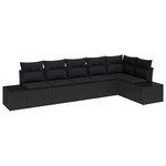 vidaXL Ensemble de canapé de jardin avec coussin 6 Pièces Noir polyrotin