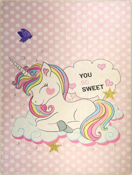 Tapis enfant LICORNE SWEET 80 x 150 cm - Rose