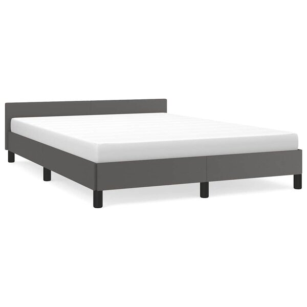 vidaXL Cadre de lit avec tête de lit sans matelas gris 140x200 cm