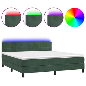 vidaXL Sommier à lattes de lit avec matelas LED Vert foncé 160x200 cm