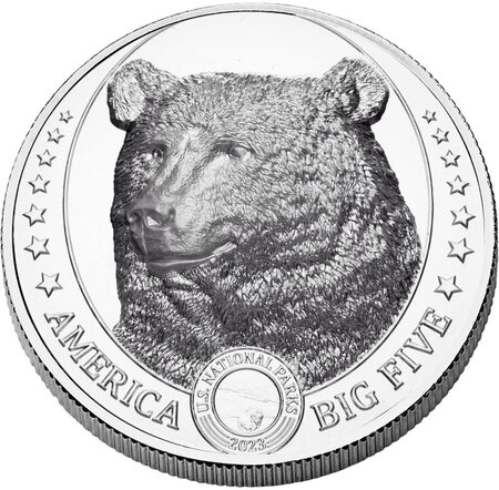 Pièce de monnaie en Argent 2 Dollars g 31.1 (1 oz) Millésime 2023 America Big Five BEAR