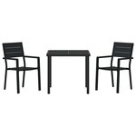 vidaXL Ensemble de salle à manger pour jardin 3 Pièces Noir HDPE