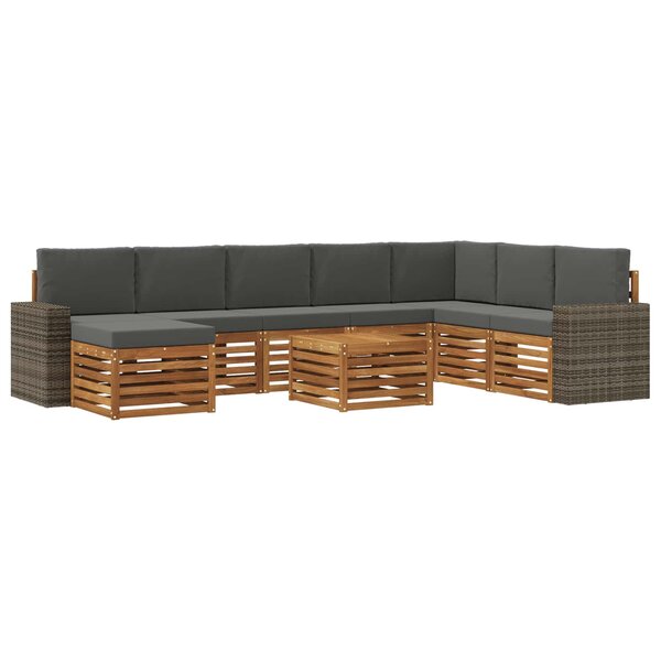 vidaXL Ensemble de canapés d'extérieur 9 Pièces Naturel et Anthracite