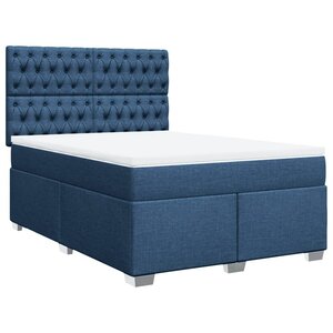 vidaXL Sommier à lattes de lit avec matelas Bleu 140x190 cm Tissu