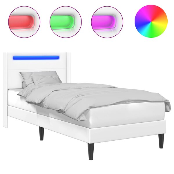 vidaXL Cadre de lit avec bandes LED Blanc 100 x 200 cm Simili cuir