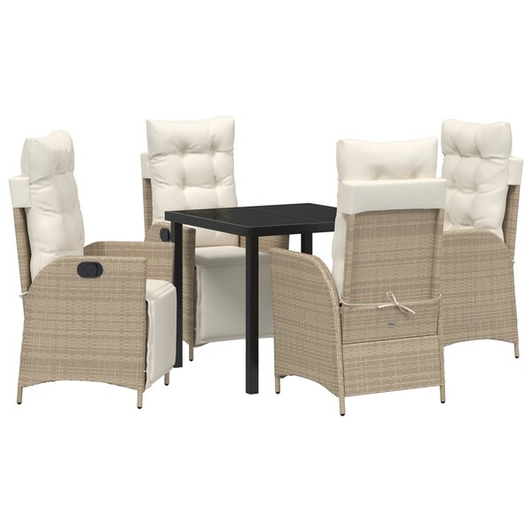 vidaXL Set de salon de jardin 5 pièces beige en poly rattan