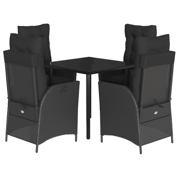 vidaXL Ensemble à manger de jardin coussins 5Pièces Noir Résine tressée