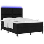 vidaXL Lit à sommier avec matelas & LED Noir 160x200 cm Tissu