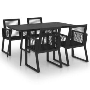 vidaXL Ensemble à manger d'extérieur 5 Pièces Rotin PVC Noir