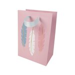 Sac cadeau petit format plumes pastel et or - draeger paris