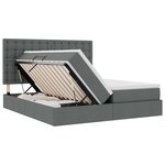 vidaXL Lit de rangement LED avec matelas Gris foncé 180 x 200 cm Tissu