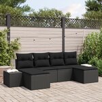 vidaXL Ensemble de canapé de jardin 6 pièces avec coussins noirs en poly rotin