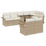 vidaXL Ensemble de canapé de jardin 9 pièces avec coussins beige en poly rotin