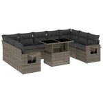vidaXL Salon de jardin avec coussins 10 Pièces gris résine tressée