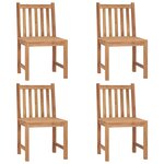 vidaXL Chaises de jardin lot de 4 avec coussins Bois de teck massif