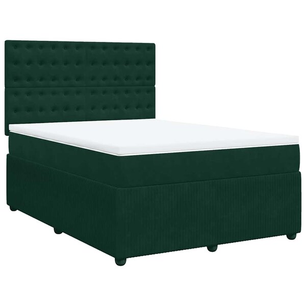 vidaXL Sommier à lattes de lit et matelas Vert foncé 140x200cm Velours