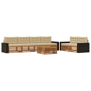 vidaXL Ensemble de canapés d'extérieur 7 Pièces Naturel et Beige