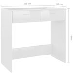 Bureau table poste de travail meuble d'ordinateur informatique étude brillant 80 x 40 x 75 cm Aggloméré blanc 02_0023550