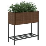 vidaXL Jardinière avec étagère marron résine tressée