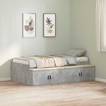 vidaXL Cadre de lit Gris béton 100 x 200 cm Bois d'ingénierie
