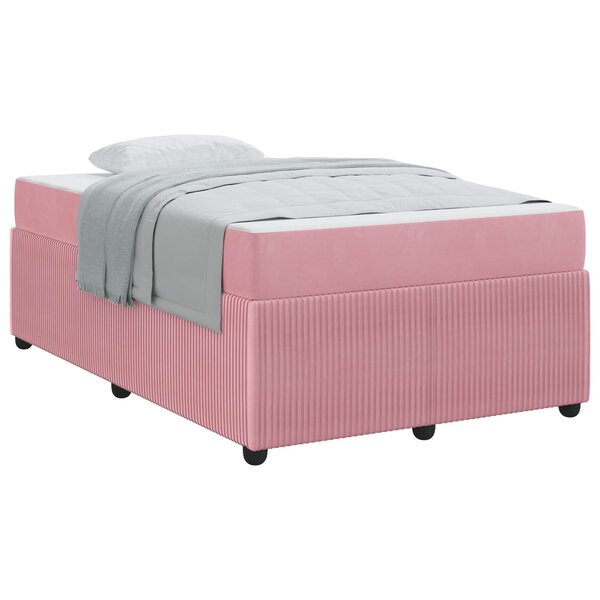 vidaXL Cadre de lit avec matelas Rose 120 x 190 cm tissu