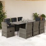 vidaXL Ensemble à manger de jardin 9 Pièces coussins gris résine tressée