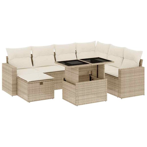 vidaXL Salon de jardin avec coussins 8 Pièces beige résine tressée