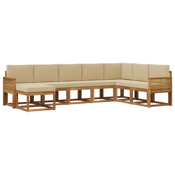 vidaXL Ensemble de canapés d'extérieur 8 pc Naturel et Beige