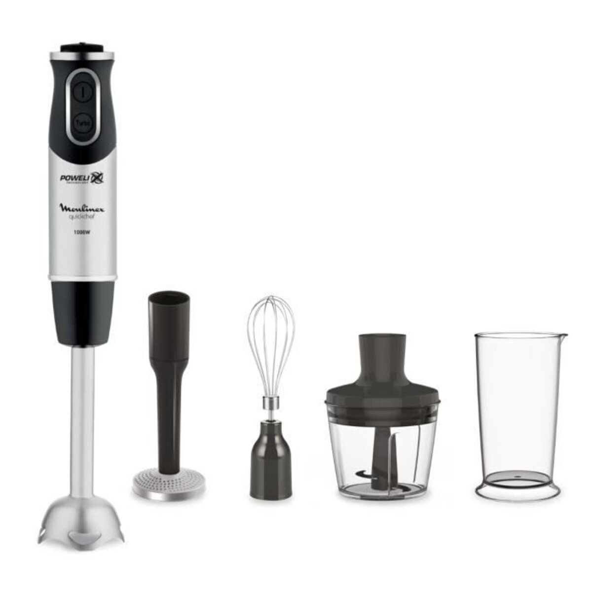 Moulinex dd65h810 mixeur plongeant quickchef 4 en 1 mini hachoir batteur  pied purée 10 vitesses 1000w - La Poste