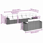 vidaXL Salon de jardin 8 Pièces avec coussins gris clair résine tressée