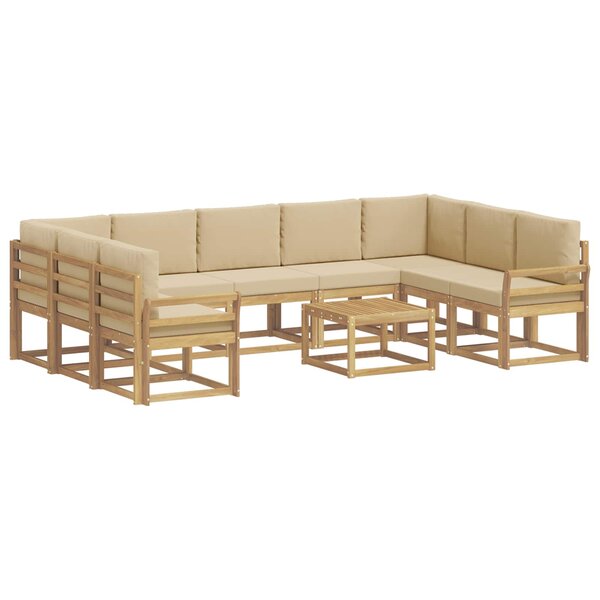 vidaXL Ensemble de canapés d'extérieur 10 Pièces Blanc et Beige